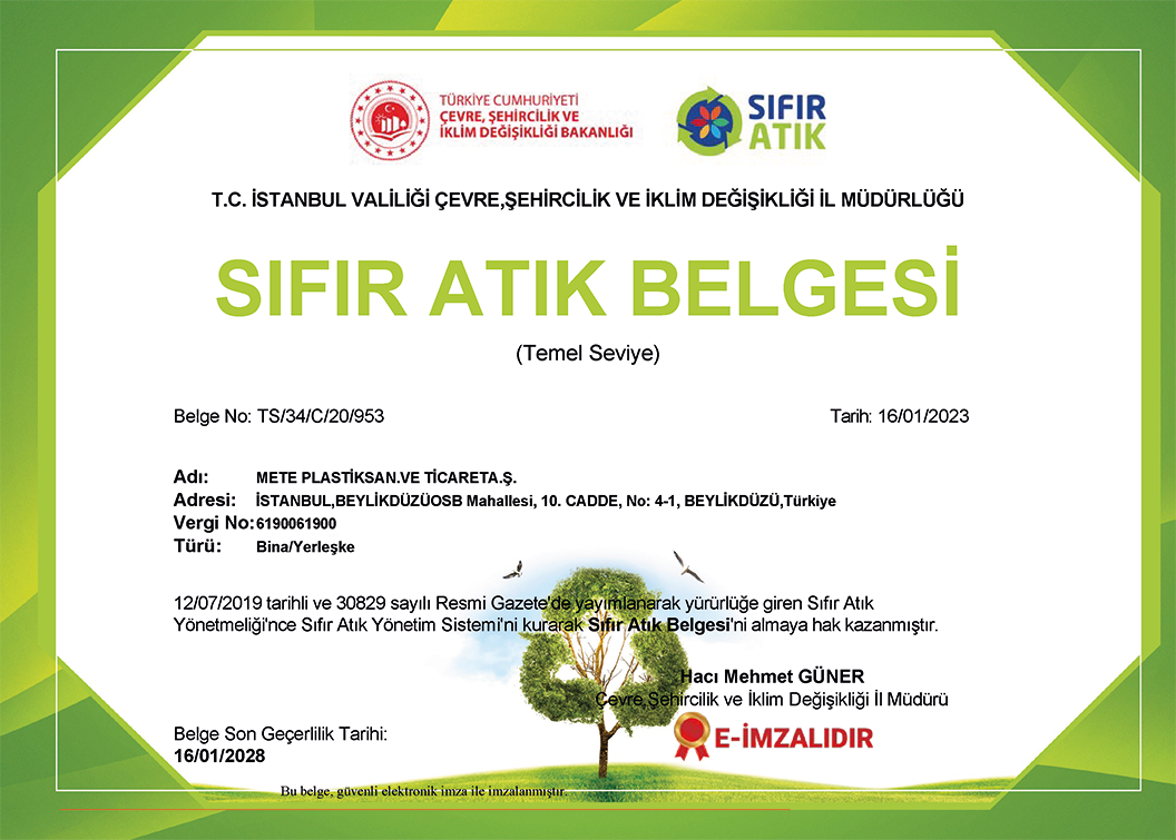 SIFIR ATIK BELGESİ